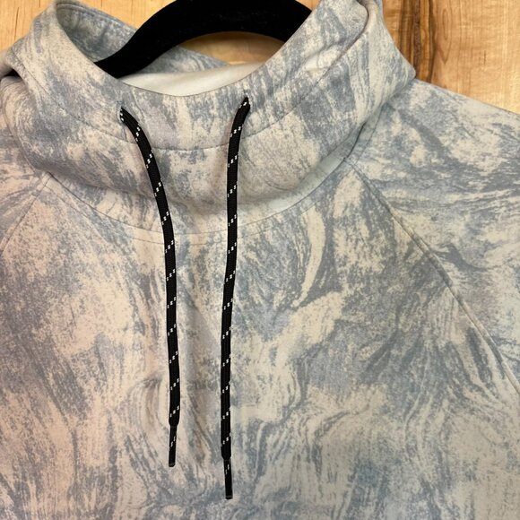 Old Navy Active Dynamic Fleece Pullover Hoodie S Small White Blue Swirl EUC - Picture 3 of 6